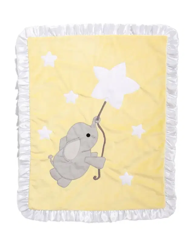 Elephant and Star Baby Blanket w/ Contrast Trim