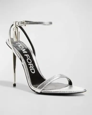 TOM FORD Padlock Metallic Stiletto Sandals | Thumbnail 3