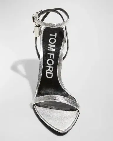 TOM FORD Padlock Metallic Stiletto Sandals | Thumbnail 4