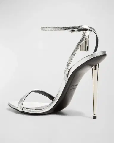 TOM FORD Padlock Metallic Stiletto Sandals | Thumbnail 5