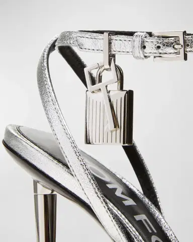 TOM FORD Padlock Metallic Stiletto Sandals | Thumbnail 6