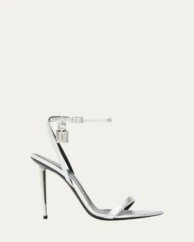 TOM FORD Padlock Metallic Stiletto Sandals | Thumbnail 7