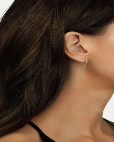 Lana Solo Mini Flat Upside Down Hoops with Diamonds | Thumbnail 2 Lana Solo Mini Flat Upside Down Hoops with Diamonds | Thumbnail 2