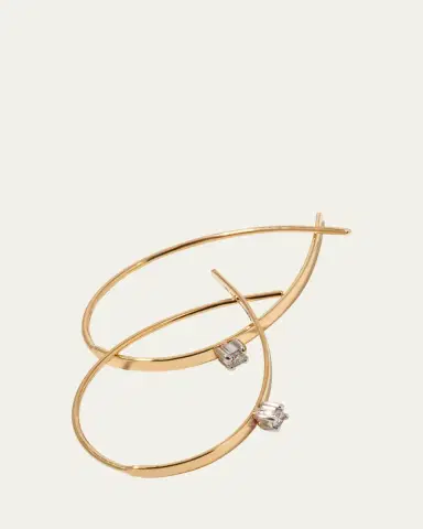Lana Solo Mini Flat Upside Down Hoops with Diamonds | Thumbnail 4 Lana Solo Mini Flat Upside Down Hoops with Diamonds | Thumbnail 4