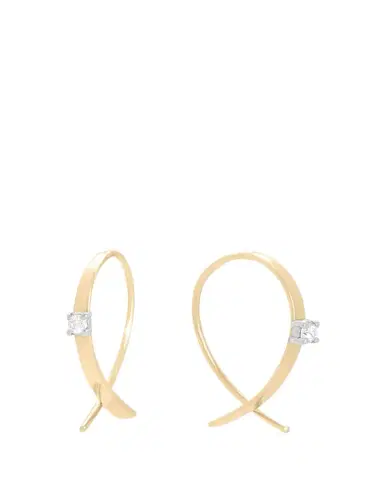Lana Solo Mini Flat Upside Down Hoops with Diamonds | Thumbnail 1 Lana Solo Mini Flat Upside Down Hoops with Diamonds | Thumbnail 1