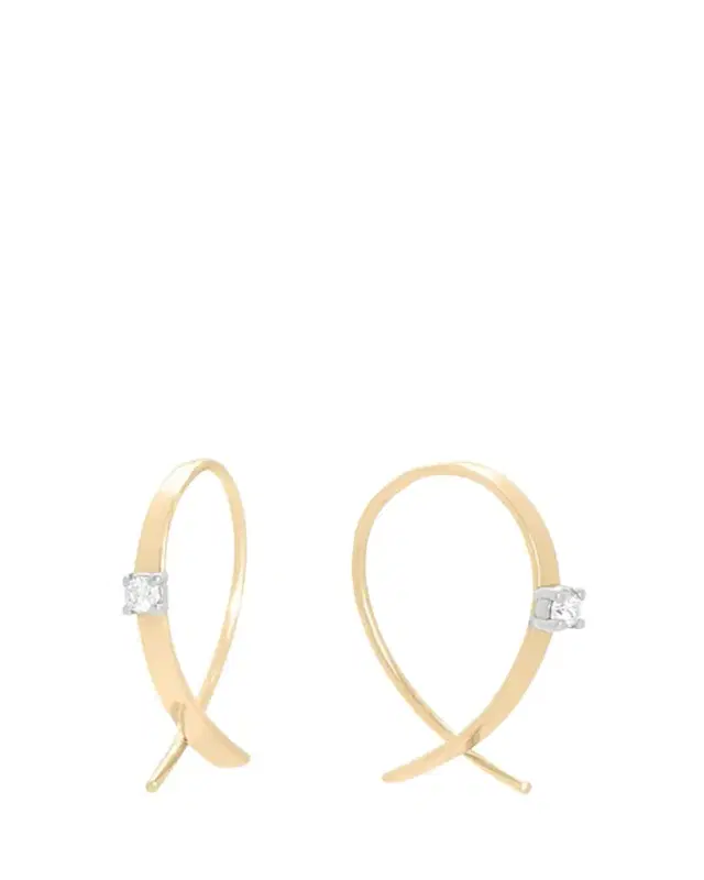 Lana Solo Mini Flat Upside Down Hoops with Diamonds