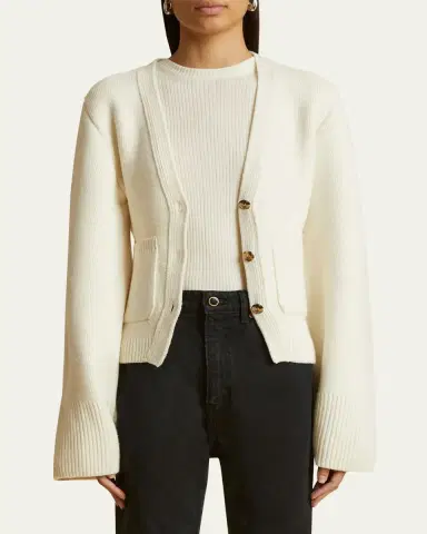 Khaite Scarlet Cashmere Cropped Cardigan | Thumbnail 12