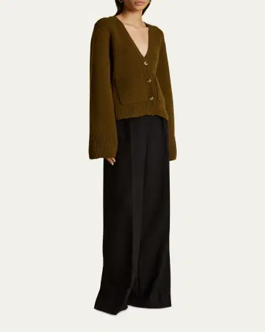 Khaite Scarlet Cashmere Cropped Cardigan | Thumbnail 13