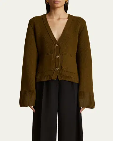 Khaite Scarlet Cashmere Cropped Cardigan | Thumbnail 15