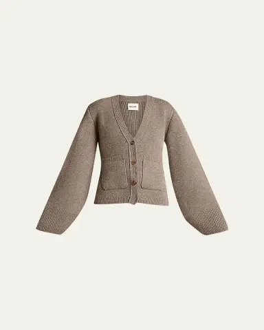 Khaite Scarlet Cashmere Cropped Cardigan | Thumbnail 3
