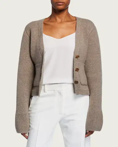 Khaite Scarlet Cashmere Cropped Cardigan | Thumbnail 4