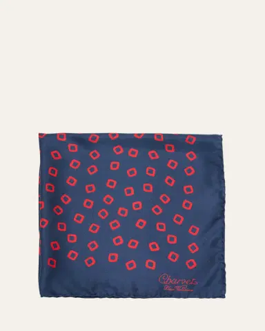 Charvet Men's Printed Silk Pocket Square | Thumbnail 4