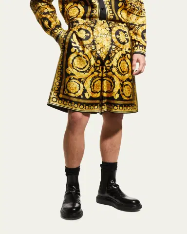 Versace Men's Silk Barocco Shorts | Thumbnail 6