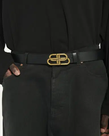 Balenciaga Men's BB-Buckle Leather Belt | Thumbnail 2