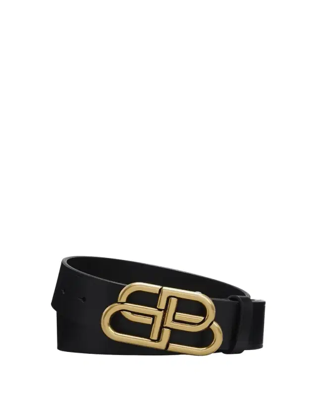 Balenciaga Men's BB-Buckle Leather Belt