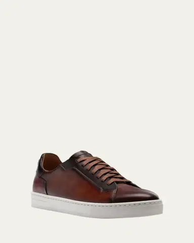 Magnanni Men's Amadeo Burnished Leather Low-Top Sneakers | Thumbnail 3