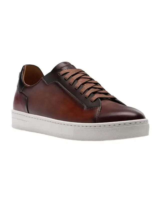 Men's Amadeo Burnished Leather Low-Top Sneakers