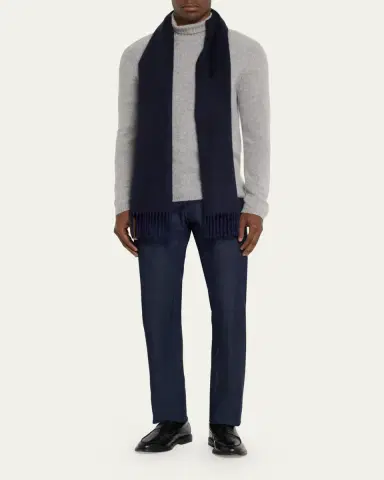 Begg x Co Men's Cashmere Arran Reversible Scarf | Thumbnail 2 Begg x Co Men's Cashmere Arran Reversible Scarf | Thumbnail 2