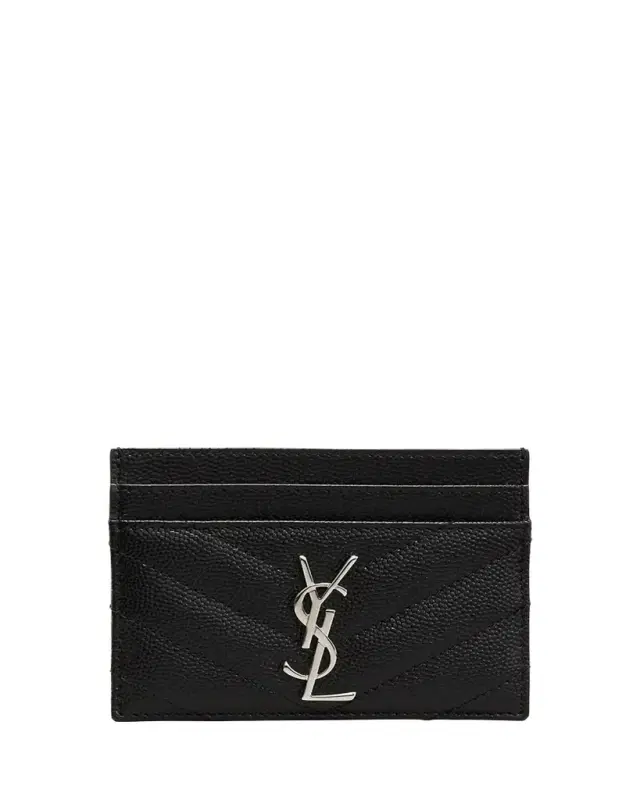Saint Laurent Cassandre YSL Monogram Card Case in Grained Leather