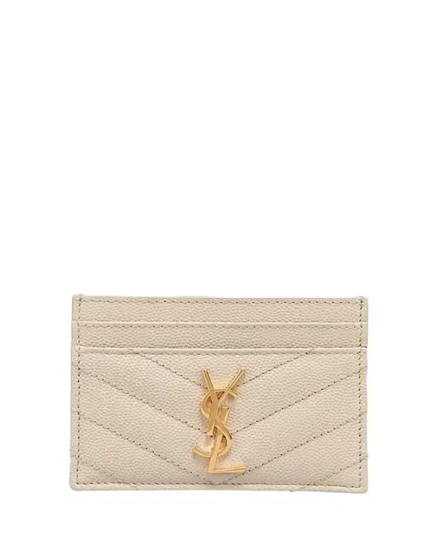 Saint Laurent Cassandre YSL Monogram Card Case in Grained Leather