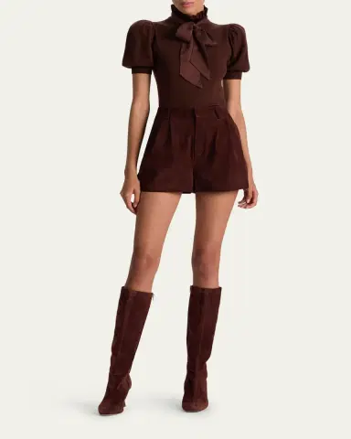 ALICE + OLIVIA Chase Puff-Sleeve Ruffle-Neck Sweater | Thumbnail 6