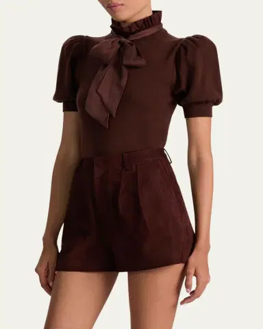 ALICE + OLIVIA Chase Puff-Sleeve Ruffle-Neck Sweater | Thumbnail 8