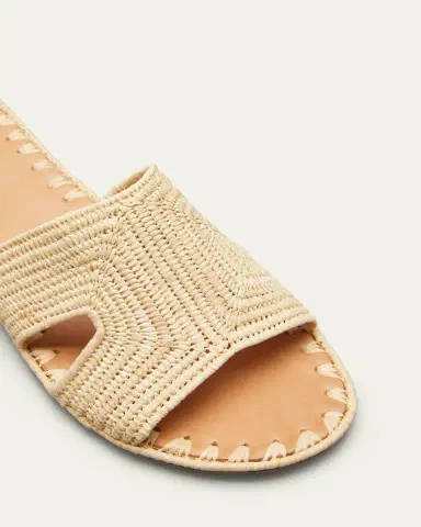 CARRIE FORBES Cuadro Raffia Flat Slide Sandals | Thumbnail 3