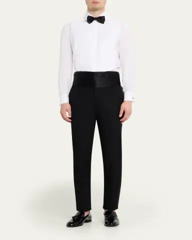 Kiton Men's Cotton Pique Bib-Front Dress Shirt | Thumbnail 2 Kiton Men's Cotton Pique Bib-Front Dress Shirt | Thumbnail 2