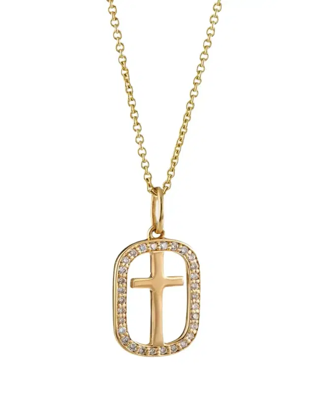 Diamond Cross Open Icon Charm Necklace