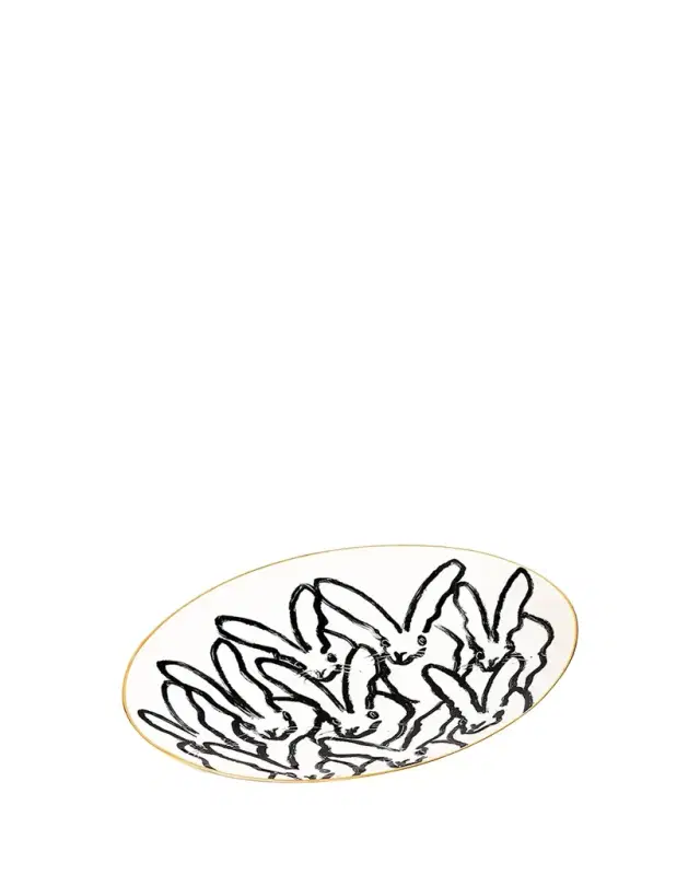 Rabbit Run Serving Platter with Gold Rim