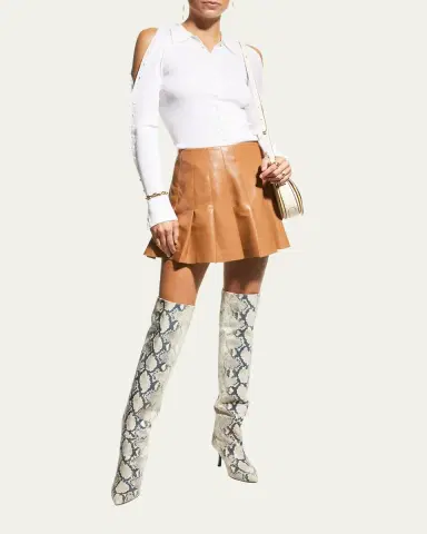ALICE + OLIVIA Carter Vegan Leather Pleated Mini Skirt | Thumbnail 2