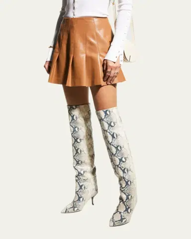ALICE + OLIVIA Carter Vegan Leather Pleated Mini Skirt | Thumbnail 4