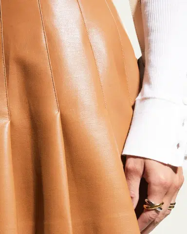 ALICE + OLIVIA Carter Vegan Leather Pleated Mini Skirt | Thumbnail 5