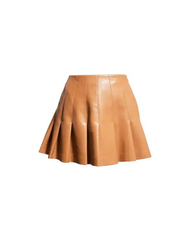 ALICE + OLIVIA Carter Vegan Leather Pleated Mini Skirt