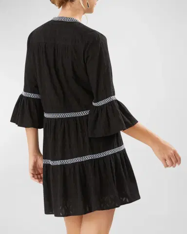 Tommy Bahama Embroidered Tassel V-Neck Cotton Tunic Dress | Thumbnail 3