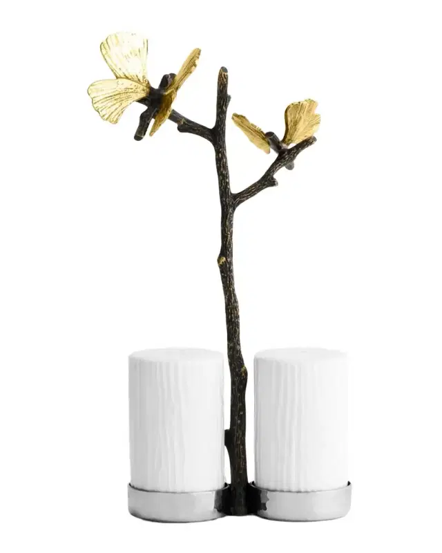 Butterfly Ginkgo Salt and Pepper Shakers with Caddy