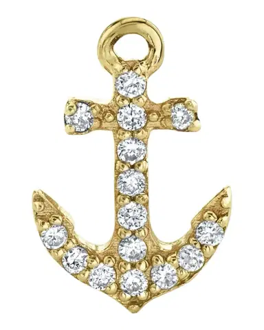 Sydney Evan 14K Yellow Gold Diamond Tiny Anchor Stud Earring, Single | Thumbnail 1