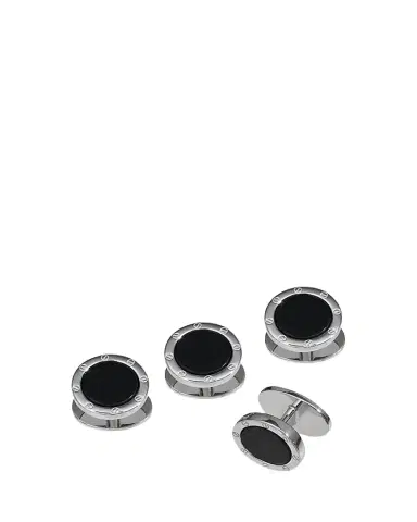 Jan Leslie Men's Round Black Onyx Screw Shirt Studs | Thumbnail 1