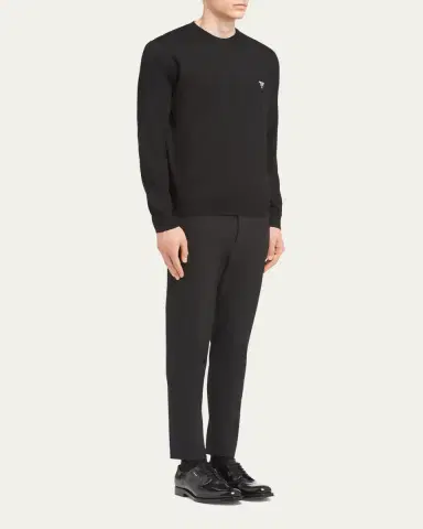 Prada Men's Superfine Wool Crew Sweater | Thumbnail 4 Prada Men's Superfine Wool Crew Sweater | Thumbnail 4