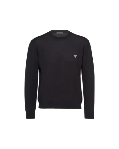 Prada Men's Superfine Wool Crew Sweater | Thumbnail 1 Prada Men's Superfine Wool Crew Sweater | Thumbnail 1