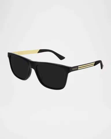 Gucci Men's Square Acetate Logo Sunglasses | Thumbnail 3