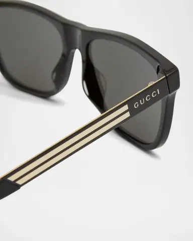 Gucci Men's Square Acetate Logo Sunglasses | Thumbnail 4