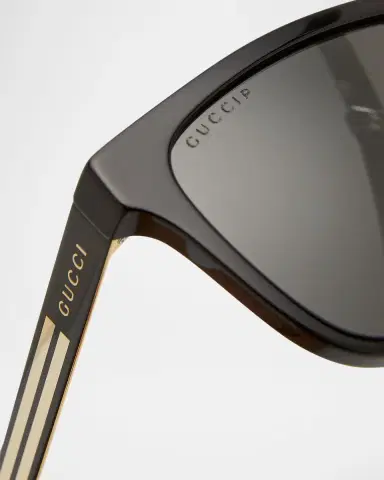 Gucci Men's Square Acetate Logo Sunglasses | Thumbnail 5