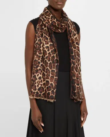 Sofia Cashmere Lightweight Cashmere Leopard-Print Scarf | Thumbnail 2