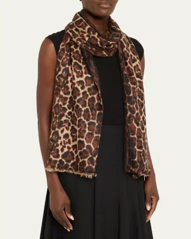 Sofia Cashmere Lightweight Cashmere Leopard-Print Scarf | Thumbnail 11
