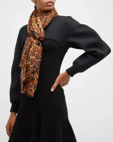Sofia Cashmere Lightweight Cashmere Leopard-Print Scarf | Thumbnail 13