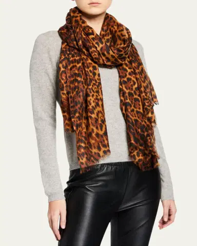 Sofia Cashmere Lightweight Cashmere Leopard-Print Scarf | Thumbnail 6