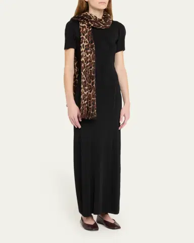 Sofia Cashmere Lightweight Cashmere Leopard-Print Scarf | Thumbnail 7