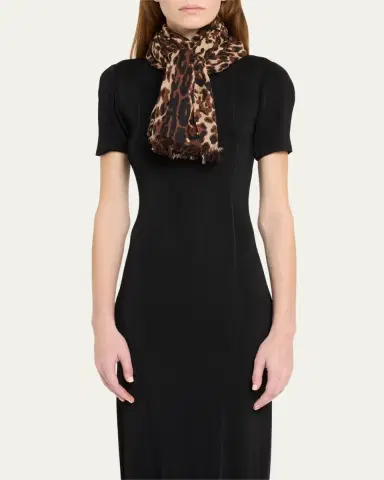 Sofia Cashmere Lightweight Cashmere Leopard-Print Scarf | Thumbnail 8