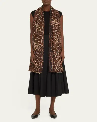 Sofia Cashmere Lightweight Cashmere Leopard-Print Scarf | Thumbnail 10